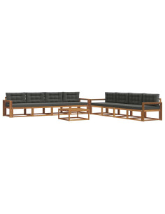Set di divani da esterno con cuscino 9 pcs Naturale e Antracite 2