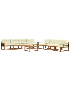 Set di divani da esterno con cuscino 9 pcs Naturale e Crema 2