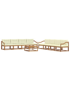 Set di divani da esterno con cuscino 9 pcs Naturale e Crema 2