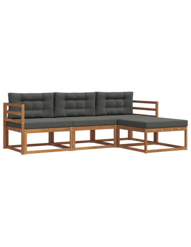 Set di divani da esterno con cuscino 4 pcs Naturale e Antracite