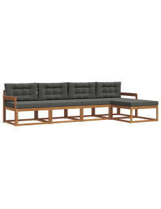 Set di divani da esterno con cuscino 5 pcs Naturale e Antracite 2