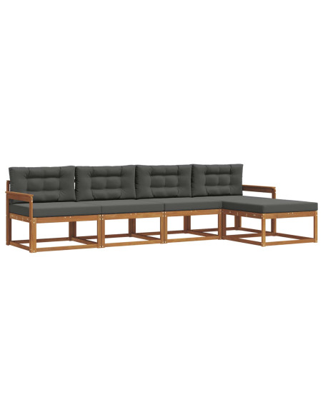 Set di divani da esterno con cuscino 5 pcs Naturale e Antracite