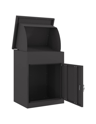 Cassetta per pacchi con porta Nero 47.5 x 38 x 59 cm Acciaio