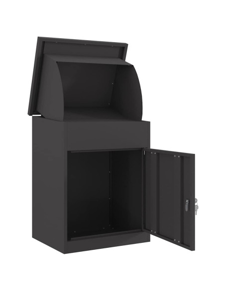 Cassetta per pacchi con porta Nero 47.5 x 38 x 59 cm Acciaio