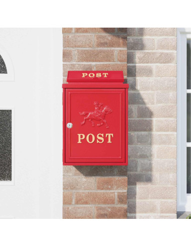 Cassetta Postale da Muro con porta Rosso 29 x 13 x 41 cm