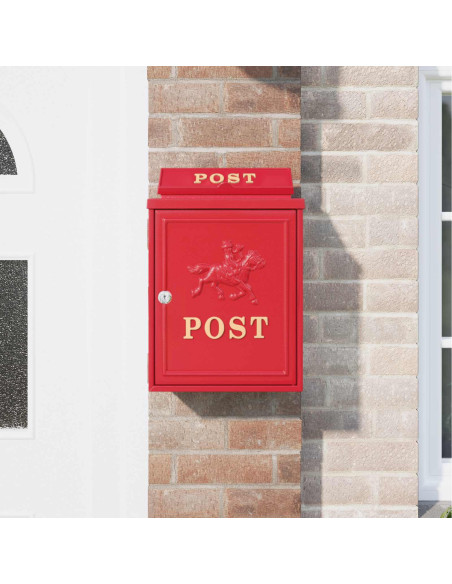 Cassetta Postale da Muro con porta Rosso 29 x 13 x 41 cm