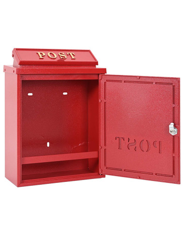 Cassetta Postale da Muro con porta Rosso 29 x 13 x 41 cm