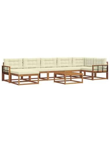 Set di divani da esterno con cuscino 8 pcs Naturale e Crema