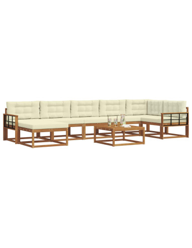 Set di divani da esterno con cuscino 8 pcs Naturale e Crema