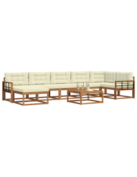 Set di divani da esterno con cuscino 8 pcs Naturale e Crema