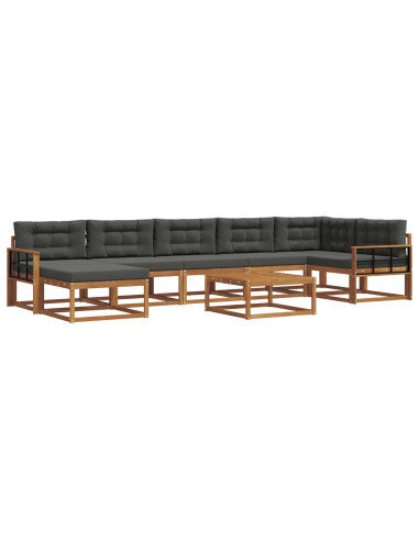 Set di divani da esterno con cuscino 8 pcs Naturale e Antracite
