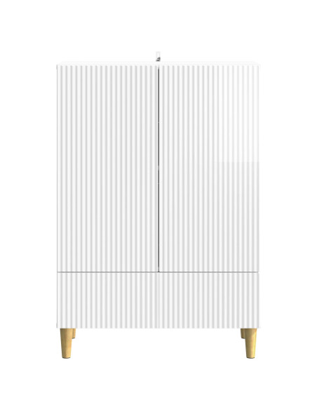 Credenza Bianco Lucido 66 x 34,5 x 95 cm Legno ingegnerizzato