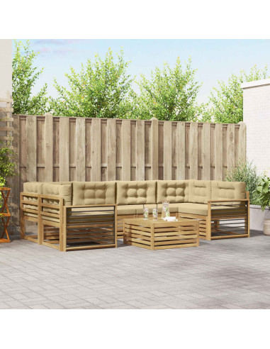 Set di divani da esterno 7 pcs Bianco e Beige Poliestere