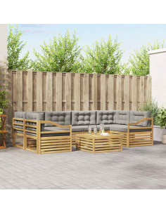 Set di divani da esterno 7 pcs Bianco e Grigio Chiaro