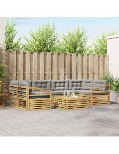Set di divani da esterno 7 pcs Bianco e Grigio Chiaro