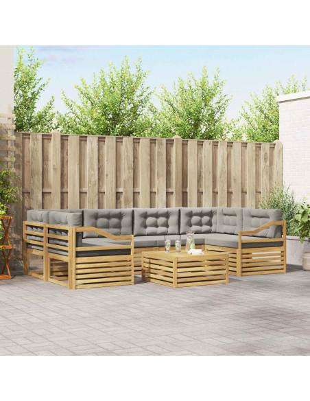 Set di divani da esterno 7 pcs Bianco e Grigio Chiaro