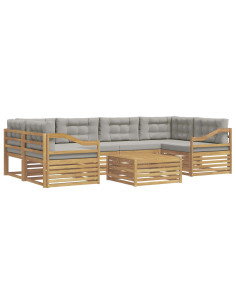 Set di divani da esterno 7 pcs Bianco e Grigio Chiaro 2
