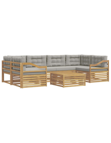 Set di divani da esterno 7 pcs Bianco e Grigio Chiaro