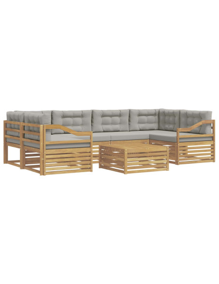 Set di divani da esterno 7 pcs Bianco e Grigio Chiaro