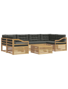Set di divani da esterno 7 pcs Bianco e Antracite Poliestere 2