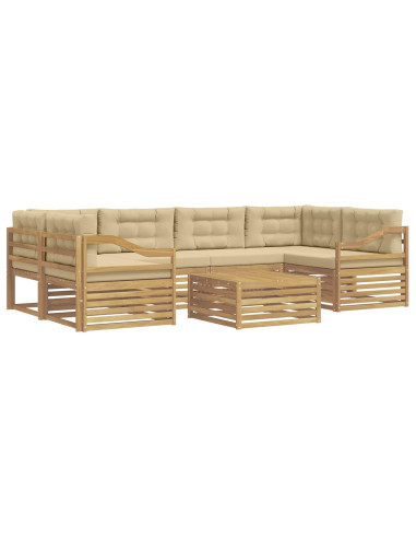 Set di divani da esterno 7 pcs Bianco e Beige Poliestere