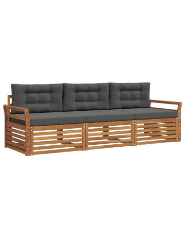 Set di divani da esterno con cuscino 3 pcs Naturale e Antracite