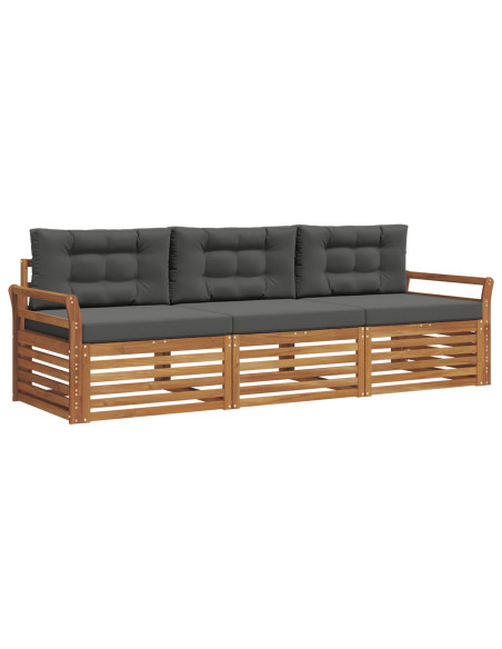Set di divani da esterno con cuscino 3 pcs Naturale e Antracite