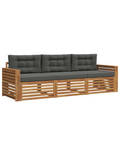 Set di divani da esterno con cuscino 3 pcs Naturale e Antracite 2