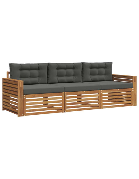 Set di divani da esterno con cuscino 3 pcs Naturale e Antracite