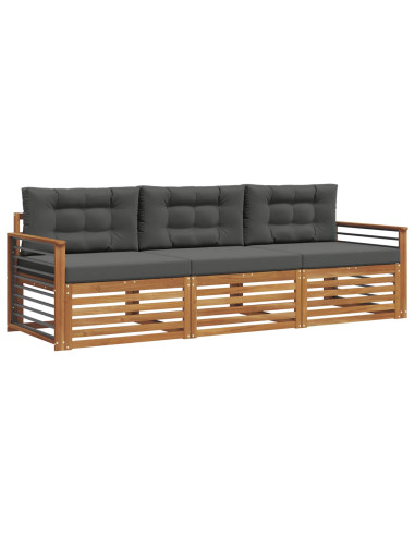 Set di divani da esterno con cuscino 3 pcs Naturale e Antracite