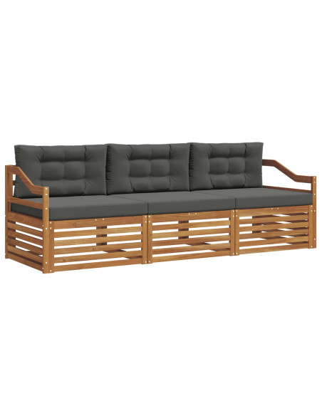 Set di divani da esterno con cuscino 3 pcs Naturale e Antracite
