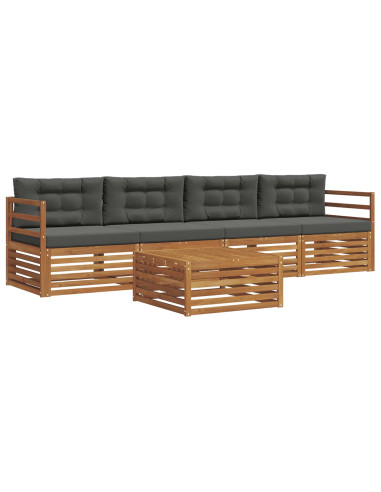 Set di divani da esterno con cuscino 5 pcs Naturale e Antracite