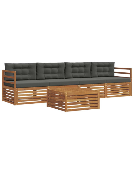 Set di divani da esterno con cuscino 5 pcs Naturale e Antracite