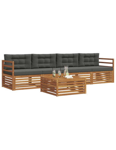 Set di divani da esterno con cuscino 5 pcs Naturale e Antracite