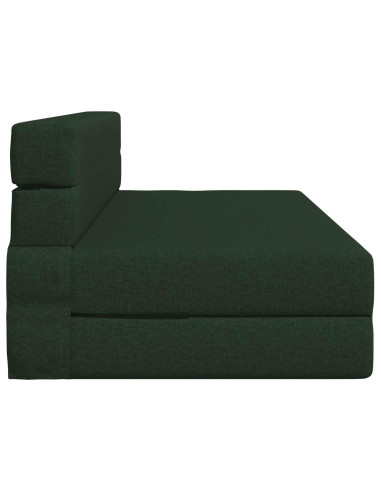 Divano Letto Pieghevole Verde Scuro 203 x 152 x 15 cm Tessuto