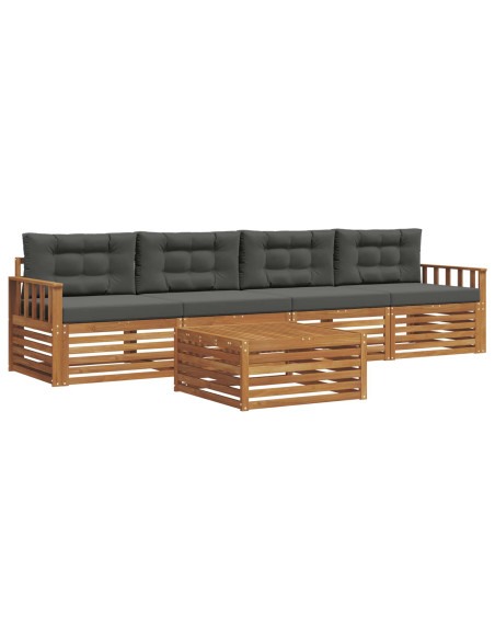 Set di divani da esterno con cuscino 5 pcs Naturale e Antracite