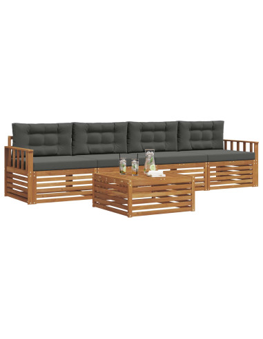 Set di divani da esterno con cuscino 5 pcs Naturale e Antracite