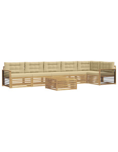 Set di divani da esterno con cuscino 7 pcs Bianco e Beige 2