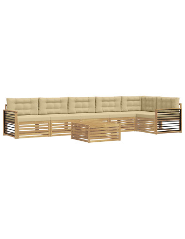 Set di divani da esterno con cuscino 7 pcs Bianco e Beige