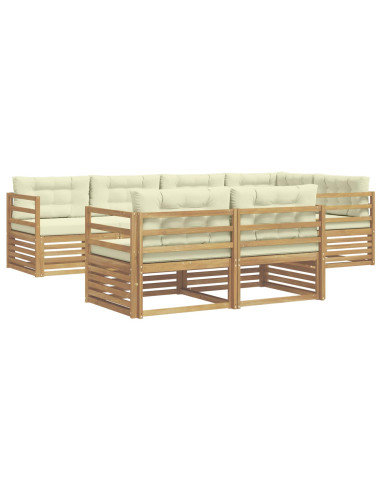 Set di divani da esterno 7 pcs Bianco e Crema Poliestere