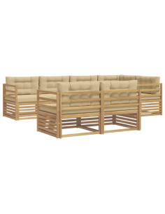 Set di divani da esterno 7 pcs Bianco e Beige Poliestere 2