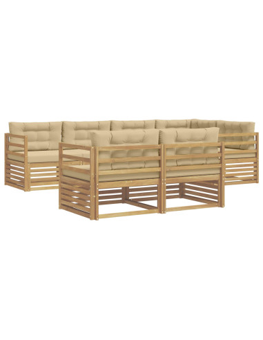Set di divani da esterno 7 pcs Bianco e Beige Poliestere