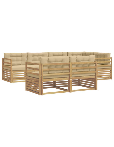 Set di divani da esterno 7 pcs Bianco e Beige Poliestere