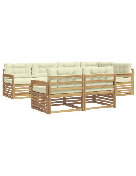 Set di divani da esterno 7 pcs Bianco e Crema Poliestere