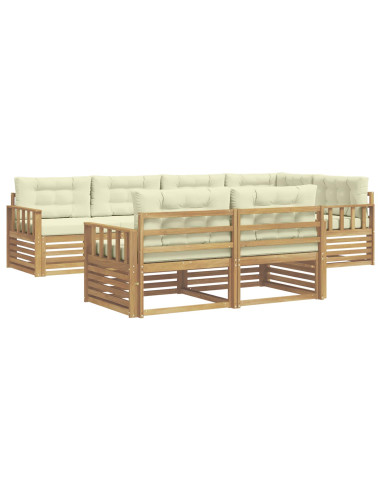 Set di divani da esterno 7 pcs Bianco e Crema Poliestere