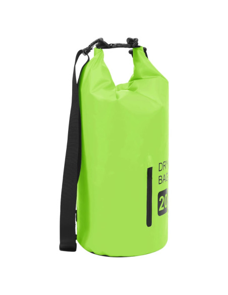 Borsa Impermeabile con Cerniera Verde 20 L in PVC