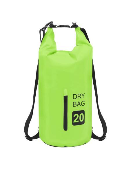 Borsa Impermeabile con Cerniera Verde 20 L in PVC