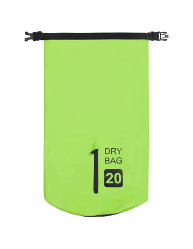 Borsa Impermeabile con Cerniera Verde 20 L in PVC
