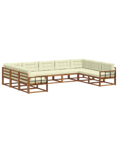 Set di divani da esterno con cuscino 9 pcs Naturale e Crema 2