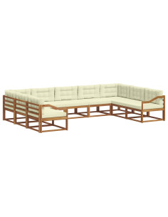 Set di divani da esterno con cuscino 9 pcs Naturale e Crema 2
